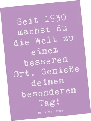 Produktbild von Mr. & Mrs. Panda bildkarte Spruch 1930 Geburtstag - Lavendeltraum - Geschenk, Nostalgie, Ansichtskarten, Happy Birthday, seit, Jahrgangsfeier, Postkarte, Fotokarte, Alter