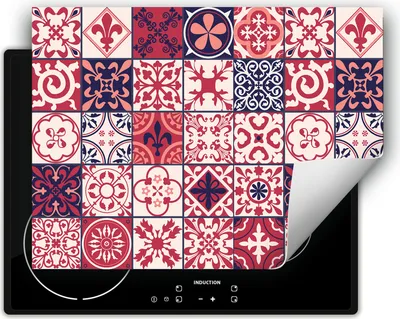 Produktbild von DarHaus Herdabdeckplatte 70x52 cm Anti Rutsch Matte Aufrollbar, rot - Mosaik