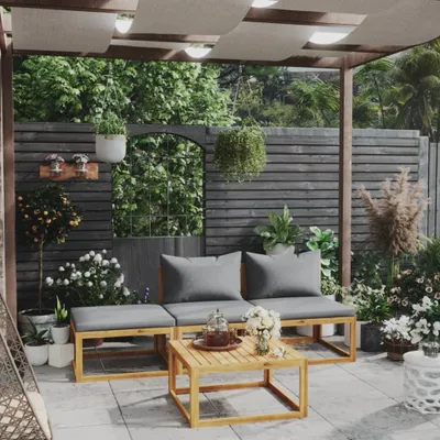 Produktbild von The Living Store 4-tlg. Garten-Lounge-Set mit Auflagen Massivholz Akazie