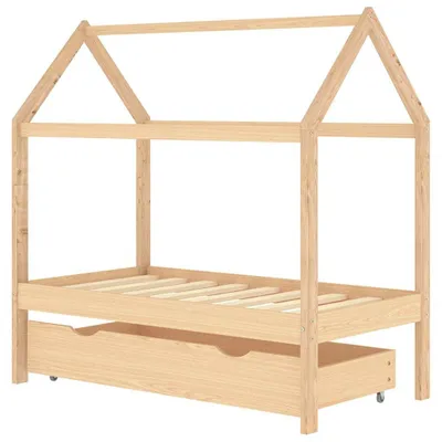 Image de vidaXL Lit d'enfant avec tiroir en pin massif 70x140 cm