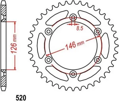 Immagine prodotto di Pignone 43 Z passo 520 per SUZUKI RM 100 79-82 Pignone posteriore