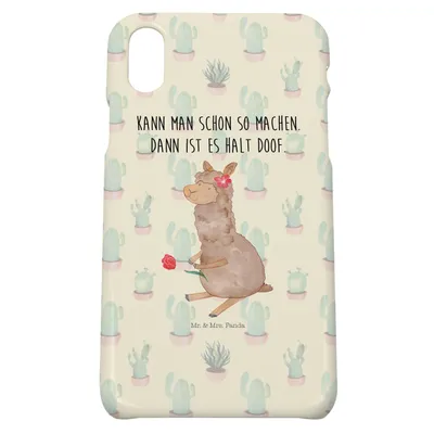 Produktbild von Mr. & Mrs. Panda Iphone 10 Handyhülle Alpaka Blume - Kaktus Grün - Geschenk, Spruch, Lama, Cover, Hülle, Lamas, Handy, X