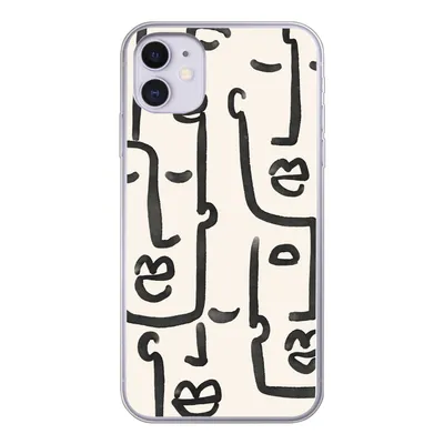 Produktbild von MuchoWow® Handyhülle Schutzhülle Hülle für iPhone 11 Muster - Abstrakt - Linienkunst Silikon Softcase Handy Hülle - Handytasche