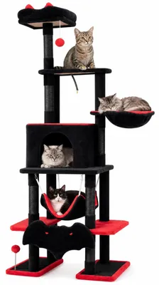 Produktbild von KOMFOTTEU Gepolsterter Katzenbaum mit 6 Ebenen, Gothic-Design
