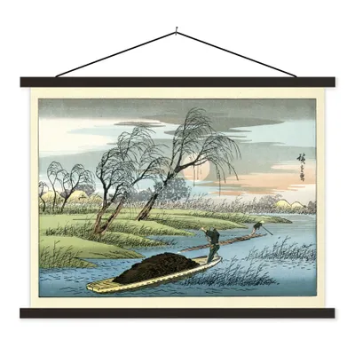 Produktbild von MuchoWow® Textilposter Japanischer Farbholzschnitt 60x45 cm mit schwarzem Rahmen - Poster Schlafzimmer