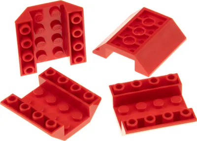 Produktbild von 4x Lego Dachstein 45° 4x4x1 rot invertiert Rumpf Keil schräg Stein 4603489 4854
