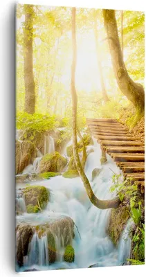 Produktbild von Bild auf Leinwand - Leinwandbild - Park Wasserfall Wasser - 65x120cm - Wand Bild - Wanddeko - Leinwanddruck - Bilder - Kunstdruck - Wanddekoration - Leinwand bilder - Wandkunst - PA65x120-3639
