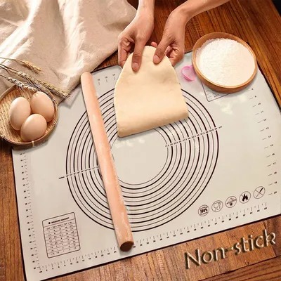 Produktbild von Silikonmatte Silikon Backmatte Baking Mat BPA frei Nonstick mit Messungen Fondant Teig Gebäck Backmatte Teigmatte Wiederverwendbar für Fondant Gebäck Pizza Matte, 60x40cm