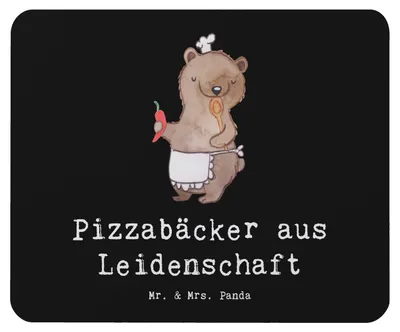 Produktbild von Mr. & Mrs. Panda Mouse Pad Pizzabäcker Leidenschaft - Schwarz - Geschenk, mousematte, Witzig, Pizzabringdienst, pc mauspad, Lustig, Spruch, computer mousepad