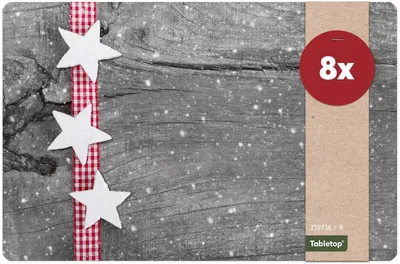Produktbild von Abwaschbare Tischsets 8er Set Weihnachten Sterne & Holz-Optik