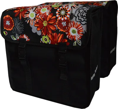 Produktbild von FAHRRADTASCHE ab 26 Zoll Satteltasche Gepäckträgetasche Doppelt 20. Duo Blumen (rot)