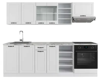 Productafbeelding van Complete keukeneenheid Vicco R-Line Wit landhuis/wit 240 cm zonder werkblad, Model 37679