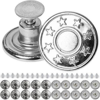 Produktbild von Metallene Jeansknöpfe Ø 17 mm, 20 Stück, silberfarben, mit Klinknageln, für Jeans, um zu vergrößern