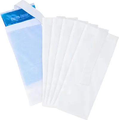 Produktbild von com-four® 6x Premium Mehrweg Vlieshülle für Kalt & Warm Mehrfach-Gel-Kompresse | Gel-Kühlpack Schutzhülle mit Gummiband zum Schutz und sicherem Halt