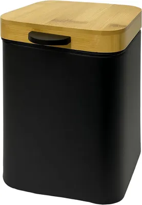 Productafbeelding van Hangende badkamerprullenbak met emmer - 3L - Softclose - Metaal - Zwart-natuur - 25x16,5x16,5 cm