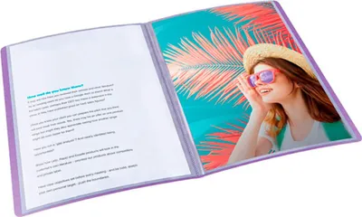 Produktbild von Esselte 628444, Lavendel, Durchscheinend, Polypropylen (PP), 60 Taschen, 120 Blätter, Porträt, A4