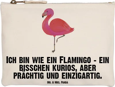 Produktbild von Mr. & Mrs. Panda Schminkbeutel Flamingo Classic Grösse XL Große - Weiß - Geschenk, kosmetiktäschchen, Prächtig, Spruch, Freundin, Rosa, Pouch, Stolz, Ich, Kulturbeutel