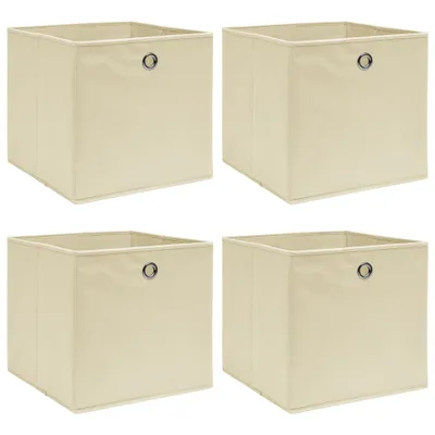 Obrázek produktu pro Prolenta Premium - Úložné boxy 4 ks. Krémová látka 32x32x32 cm