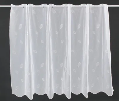 Produktbild von Gardinen Kranzusch Scheibengardine Blättermuster 120x192 cm H/B weiß Bistrogardine Vorhang Küche 1er Pack