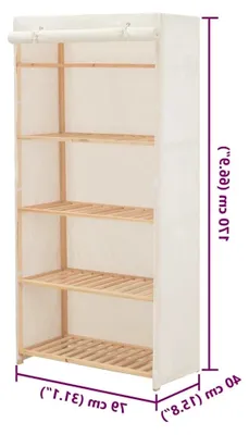 Produktbild von Stoffschrank Garderobenschrank Weiß 79x40x170 cm
