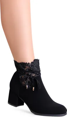 Produktbild von topschuhe24 1940 Damen Velours Stiefeletten Ankle Boots, Farbe:Schwarz, Größe:36 EU