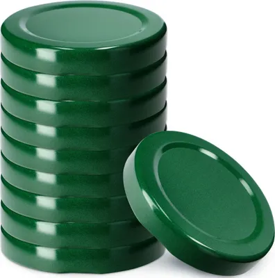 Obrázok produktu pre KADAX sada kovových viečok na konzervovanie "Kalbo", so 4 zacvakávacími zubami, zelená, 53 mm, 10 kusov