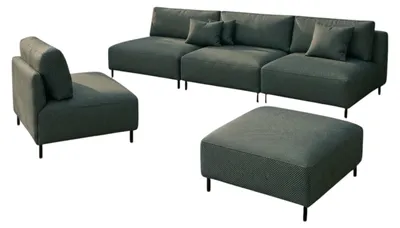 Produktbild von Garten Lounge Set SUN – Outdoor Möbel Set mit Sofa, Sessel und Hocker, UV-beständig und wasserabweisend