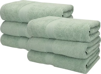 Produktbild von Betz 6 Stück Saunatücher 70 x 200 cm PREMIUM 100% Baumwolle Badetuch Liegetuch Strandtuch   Farbe: heugrün