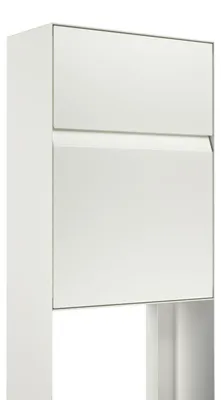 Produktbild von Standbriefkasten Leon Weiß aus 1 mm Stahlblech, 31,5 cm breit, 118 cm hoch, für C4-Briefe