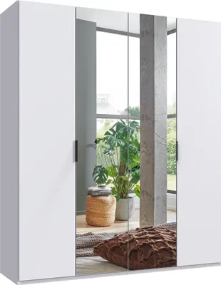 Produktbild von Falttürenschrank >OXFORD< in WEISS mit Spiegel - 200x236x58cm (BxHxT)