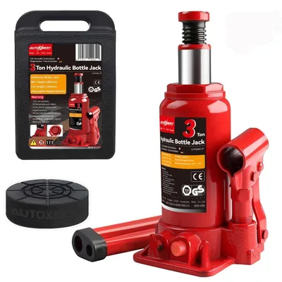 Productafbeelding van Hydraulische krik, 3 ton, flessenkrik, geschikt voor auto-reparaties, hefzuiger, met rubberen pad