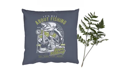 Produktbild von MuchoWow® Zierkissen Sofakissen Wohnzimmer Dekokissen 60x60 cm Fisch - Rute - Retro - Sitzfläche - Foto Polster