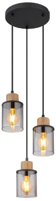 Produktbild von Pendelleuchte, Metall, Schwarz-matt, Glas Rauchfarbe, D 27 cm