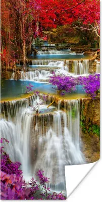 Produktbild von MuchoWow® Poster Wasserfall - Rosa - Bäume 20x40 cm - Plakat - Foto
