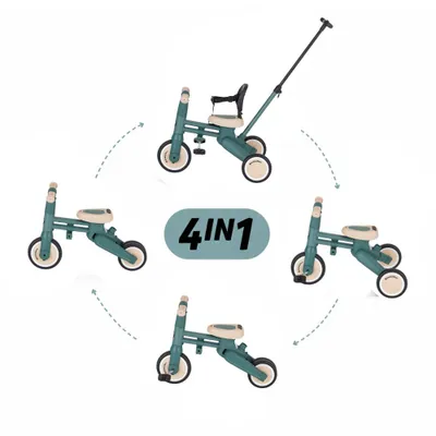 Produktbild von PETITE&MARS Drift 4in1 Dreirad für Kinder, Laufrad und Fahrrad mit Pedalen, mit Schiebestange, 1,5–5 Jahre, bis 25 kg (Misty Green)