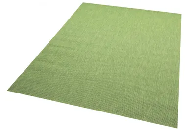 Image de Tapis d'intérieur et d'extérieur aspect sisal Balcon Cuisine Terrasse Couloir Tapis de passage Couleur unie vert Taille - 160 cm Rond