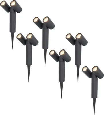 Produktbild von hoftronic LED Gartenstrahler Pinero 8W 690lm 4000K IP65 Schwarz 6er Set