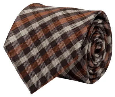 Produktbild von Fabio Farini - 1 Stück verschiedenfarbige Herren Krawatten mit Karomuster in 8cm Breit (8cm), Dunkelbraun Beige Braun