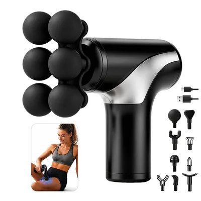Produktbild von Mini Massagepistole, Massage Gun mit LCD Touchscreen, 10 Massageköpfen und 6 Geschwindigkeiten, leises Muskelmassagegerät für Rücken, Schulter und Sport