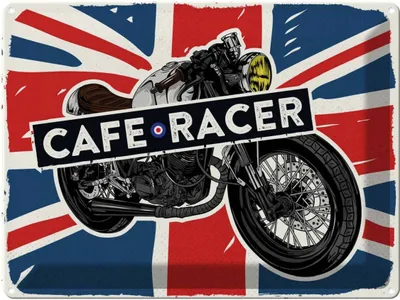Produktbild von vianmo Blechschild 30x40 cm Motorcycle Cafe Racer Motorrad UK Auto Garage Werkstatt