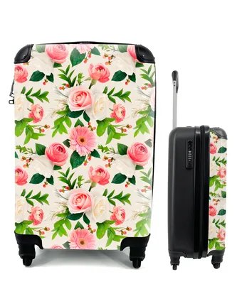 Produktbild von MuchoWow® Koffer Handgepäck Trolley Rollkoffer Kleine Reisekoffer mit 4 Rollen - Blumen - Rosen - Rosa - Cabin Size < 55x40x23 cm & 55x40x20 cm - Fotokoffer - Kabinenkoffer - Boardgepäck - Reise-Box - Reisekoffer - Reisegepäck - Koffer mit Bild - Trolley für Kinder