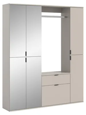 Productafbeelding van Garderobeset Project X 2 | Kasjmierafwerking / Spiegeldeuren | 3-delig