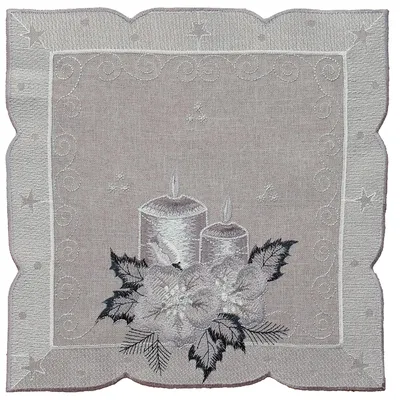 Produktbild von Tischdeckchen OLIVIA Kerzen Weihnachten grau Polyester 30 x 30 cm