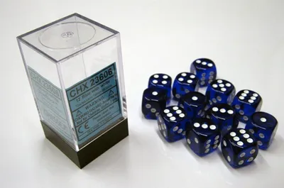 Produktbild von Chessex 23606, Würfelsatz, Blau, Weiß, Unisex, Deutschland, 16 mm, 16 mm