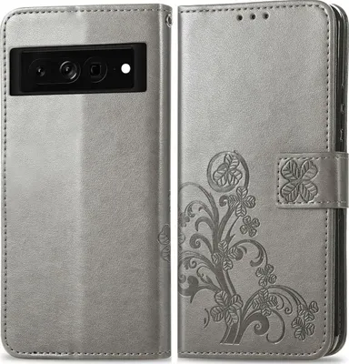 Produktbild von Mobigear Clover  Google Pixel 7 Hülle Klapphülle Geldbörse - Grau