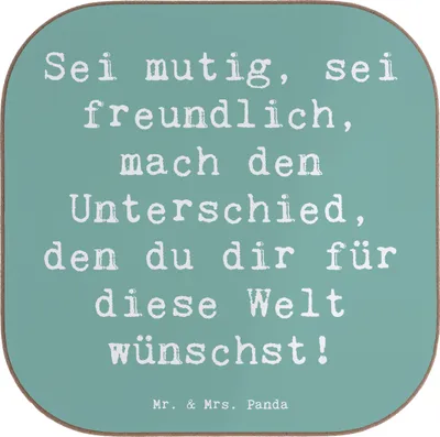 Produktbild von Mr. & Mrs. Panda Tischschoner Spruch Freundlichkeiten verbreiten - Meeresbrise - Geschenk, Trost, Untersetzer Tasse, für Gläser, Welt verbessern, Hoffnung, Geschenkideen