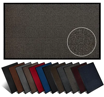 Produktbild von Furni24 Fußmatte Schmutzfangmatte 90 x 150 cm Beige/Schwarz – Rutschfeste Waschbare Türmatte für Innen- & Außenbereich