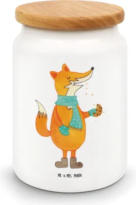 Produktbild von Mr. & Mrs. Panda Teedose Fuchs Keks - Weiß - Geschenk, Vorratsdose, behälter, Keksdose, Kaffeedose, Weihnachten, Frieren, zuckerdose, Winter, Weihnachtlich, Kekse, Dose