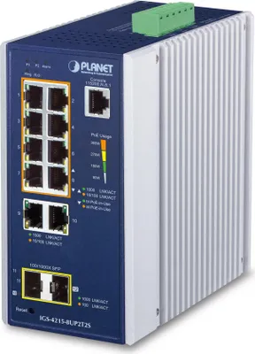 Immagine prodotto di PLANET Industrial 8-Port Managed Switch IGS-4215-8UP2T2S