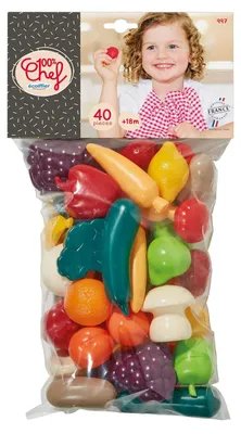 Produktbild von Spielgemüse-Tasche Obst und Gemüse - 40 Stück - Für Kinder ab 18 Monaten - Mehrfarbig - Frankreich
